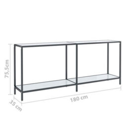 Berkfield Stylish Console Table White 180X35X75.5 Cm Tempered Glass - thumbnail 8