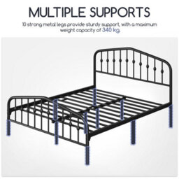 Yaheetech Black 5Ft King Metal Bed Frame With Arched Headboard And Footboard - thumbnail 6