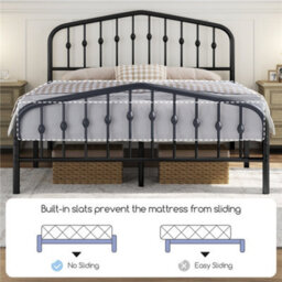 Yaheetech Black 5Ft King Metal Bed Frame With Arched Headboard And Footboard - thumbnail 7