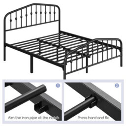 Yaheetech Black 5Ft King Metal Bed Frame With Arched Headboard And Footboard - thumbnail 9