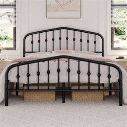 Yaheetech Black 5Ft King Metal Bed Frame With Arched Headboard And Footboard - thumbnail 3