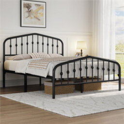 Yaheetech Black 5Ft King Metal Bed Frame With Arched Headboard And Footboard - thumbnail 1
