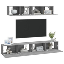 Berkfield Classic 4 Piece Tv Cabinet Set Grey Sonoma Engineered Wood - thumbnail 7