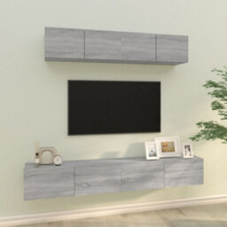 Berkfield Classic 4 Piece Tv Cabinet Set Grey Sonoma Engineered Wood - thumbnail 2