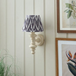 Luminosa Lighting Luminosa Carnaby Satin Almond White Paint Wall Light With Pearl Grey Fabric Zigzag Shade 20Cm B22 - thumbnail 3