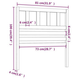 Berkfield Bed Headboard Grey 81X4X100 Cm Solid Wood Pine - thumbnail 6