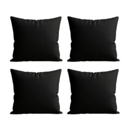 Waterproof Outdoor Garden Cushion Covers Patio Cushion Cover Cases Square Pack Of 4 Black 60Cm X 60Cm - thumbnail 1