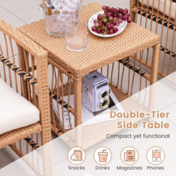 Costway 5 Piece Patio Wicker Sofa Set Outdoor Rattan Conversation Set W/ Seat Cushions - thumbnail 7