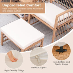 Costway 5 Piece Patio Wicker Sofa Set Outdoor Rattan Conversation Set W/ Seat Cushions - thumbnail 6