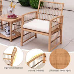 Costway 5 Piece Patio Wicker Sofa Set Outdoor Rattan Conversation Set W/ Seat Cushions - thumbnail 8