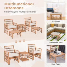 Costway 5 Piece Patio Wicker Sofa Set Outdoor Rattan Conversation Set W/ Seat Cushions - thumbnail 9