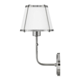 Luminosa Lighting Elstead Hinkley Clarke Wall Lamp With Shade Contemporary Polished Nickel, White Metal Shade 1X E27 - thumbnail 2