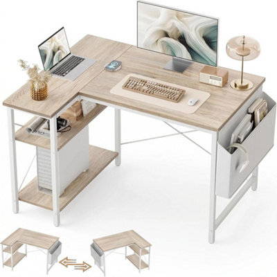 Small L Shaped Computer Desk, Maple - image 1
