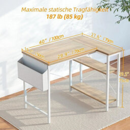 Small L Shaped Computer Desk, Maple - thumbnail 2