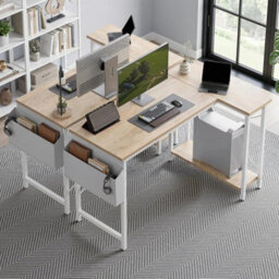 Small L Shaped Computer Desk, Maple - thumbnail 6