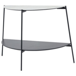 Pacific Lifestyle White Marble Effect Half Moon Console Table With Lower Shelf And Black Metal Legs 118Cm, Marchello - thumbnail 5