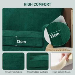Wyld Haus Neraro 2-Seater Sofa In Forest Green Velvet-Feel Upholstery With Natural Wood Legs - thumbnail 5
