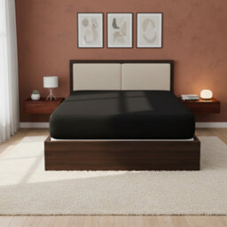 Satin Stripe Soft Touch Fitted Sheet 40Cm Extra Deep Skirt Bed Linen Black - thumbnail 1