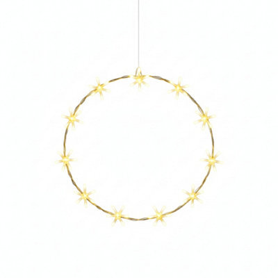 Pegdev - Pdl Outdoor Christmas Led Metal Wreath Ring Warm White Lights With 8 Functions Indoor Outdoor Festive Decoration 36Cm - image 1