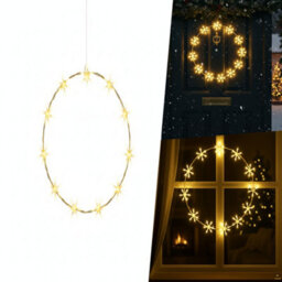 Pegdev - Pdl Outdoor Christmas Led Metal Wreath Ring Warm White Lights With 8 Functions Indoor Outdoor Festive Decoration 36Cm - thumbnail 4