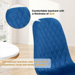 Alivio 4Pc Velvet Dining Chairs, Ergonomic Upholstered Seat Metal Legs Indoor & Outdoor (Blue, Pack Of 4) - thumbnail 9