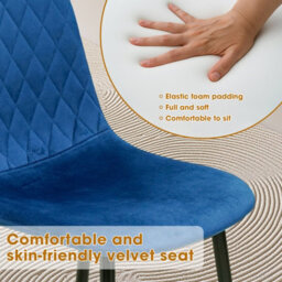 Alivio 4Pc Velvet Dining Chairs, Ergonomic Upholstered Seat Metal Legs Indoor & Outdoor (Blue, Pack Of 4) - thumbnail 5