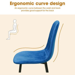 Alivio 4Pc Velvet Dining Chairs, Ergonomic Upholstered Seat Metal Legs Indoor & Outdoor (Blue, Pack Of 4) - thumbnail 4