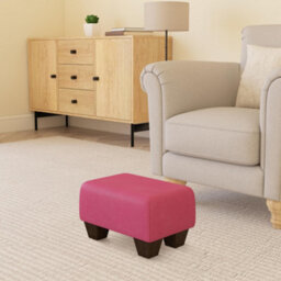 Blossom Pink Mahogany Wood Chunky Legs Faux Leather Small Footstool  Handmade Uk By Footstools Direct - thumbnail 1