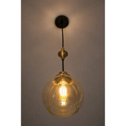 Luminosa Lighting Luminosa Astoria Slim Pendant Ceiling Light Black, Gold Amber Glass Shade 1X E27 - thumbnail 5