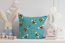 Warren Reed Designer Hand Drawn Busy Bees Cushions 45Cm X 45Cm - thumbnail 2