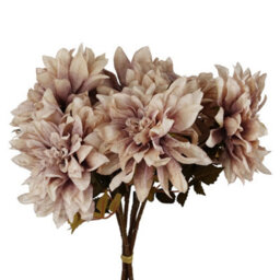Pegdev - Pdl - Pack Of 6 X 55Cm Artificial Dahlia Flower Stems Dusty Pink With Silk Flowers And Wired Stems
