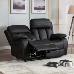 More4Homes Chester Electric High Back Luxury Bond Grade Leather Recliner 2 Seater Sofa (Black) - thumbnail 1
