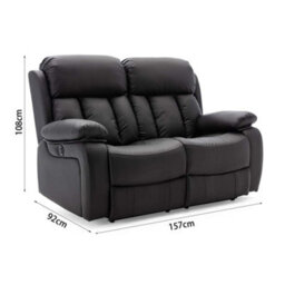 More4Homes Chester Electric High Back Luxury Bond Grade Leather Recliner 2 Seater Sofa (Black) - thumbnail 8