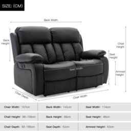 More4Homes Chester Electric High Back Luxury Bond Grade Leather Recliner 2 Seater Sofa (Black) - thumbnail 9