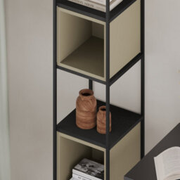Decortie Modern Vale Mini Bookcase Versatile Display Unit 5-Tier Metal Frame 2 Adjustable Shelf 18mm (Black Wood, Ash Green) - thumbnail 5