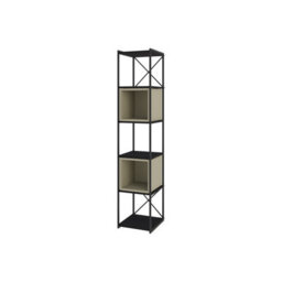 Decortie Modern Vale Mini Bookcase Versatile Display Unit 5-Tier Metal Frame 2 Adjustable Shelf 18mm (Black Wood, Ash Green) - thumbnail 2