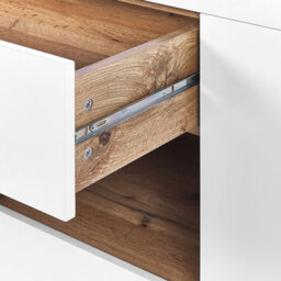 Beliani 2-In-1 Sideboard And Pull-Out Desk White With Light Wood Veneer, W120 X D42 X H77Cm - thumbnail 7
