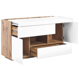 Beliani 2-In-1 Sideboard And Pull-Out Desk White With Light Wood Veneer, W120 X D42 X H77Cm - thumbnail 6