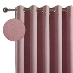 Ameha 100% Blackout Thermal Insulated Curtain 260Gsm Linen Texture Fabric-Blush Pink,66X84'' Door Curtain For Bedroom Home Decor Uk - thumbnail 3