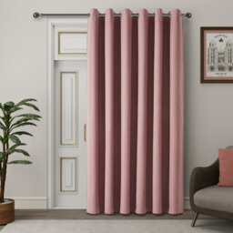 Ameha 100% Blackout Thermal Insulated Curtain 260Gsm Linen Texture Fabric-Blush Pink,66X84'' Door Curtain For Bedroom Home Decor Uk - thumbnail 2