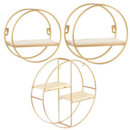 Living And Home 1 Tier Golden Iron Circle Hanging Storage Shelving Floating Circular Wall Decor Round Hanging Shelves 20Cm - thumbnail 6