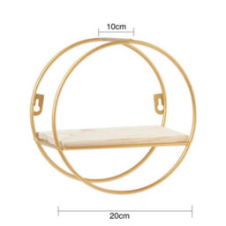 Living And Home 1 Tier Golden Iron Circle Hanging Storage Shelving Floating Circular Wall Decor Round Hanging Shelves 20Cm - thumbnail 8