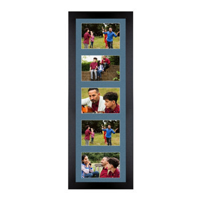 AK Frames 26X8 Black Sleek Multi Photo Frame With Pompadour Mount - Holds 5 Apertures (5X) 6X4 Photos - image 1