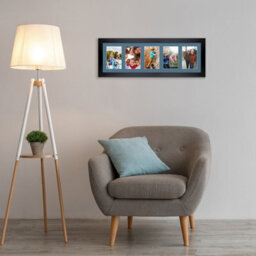 AK Frames 26X8 Black Sleek Multi Photo Frame With Pompadour Mount - Holds 5 Apertures (5X) 6X4 Photos - thumbnail 3