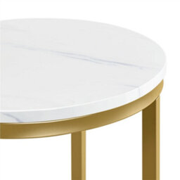 Yaheetech Antique Gold Faux Marble Top Wooden Side Table With X-Shaped Base And Metal Legs - thumbnail 7