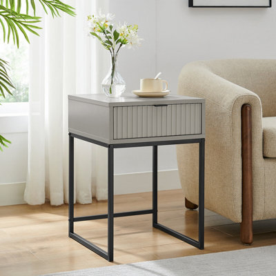 Melody Maison One Drawer Bedside Table - Hesley Taupe Stone Range - image 1