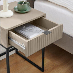 Melody Maison One Drawer Bedside Table - Hesley Taupe Stone Range - thumbnail 3