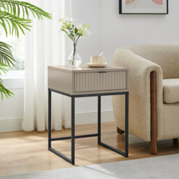Melody Maison One Drawer Bedside Table - Hesley Taupe Stone Range - thumbnail 2