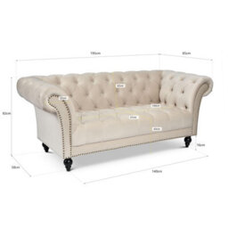 Bravich Cambridge Chesterfield 3 Seater Sofa - Velvet Cream - thumbnail 8