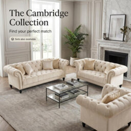 Bravich Cambridge Chesterfield 3 Seater Sofa - Velvet Cream - thumbnail 7